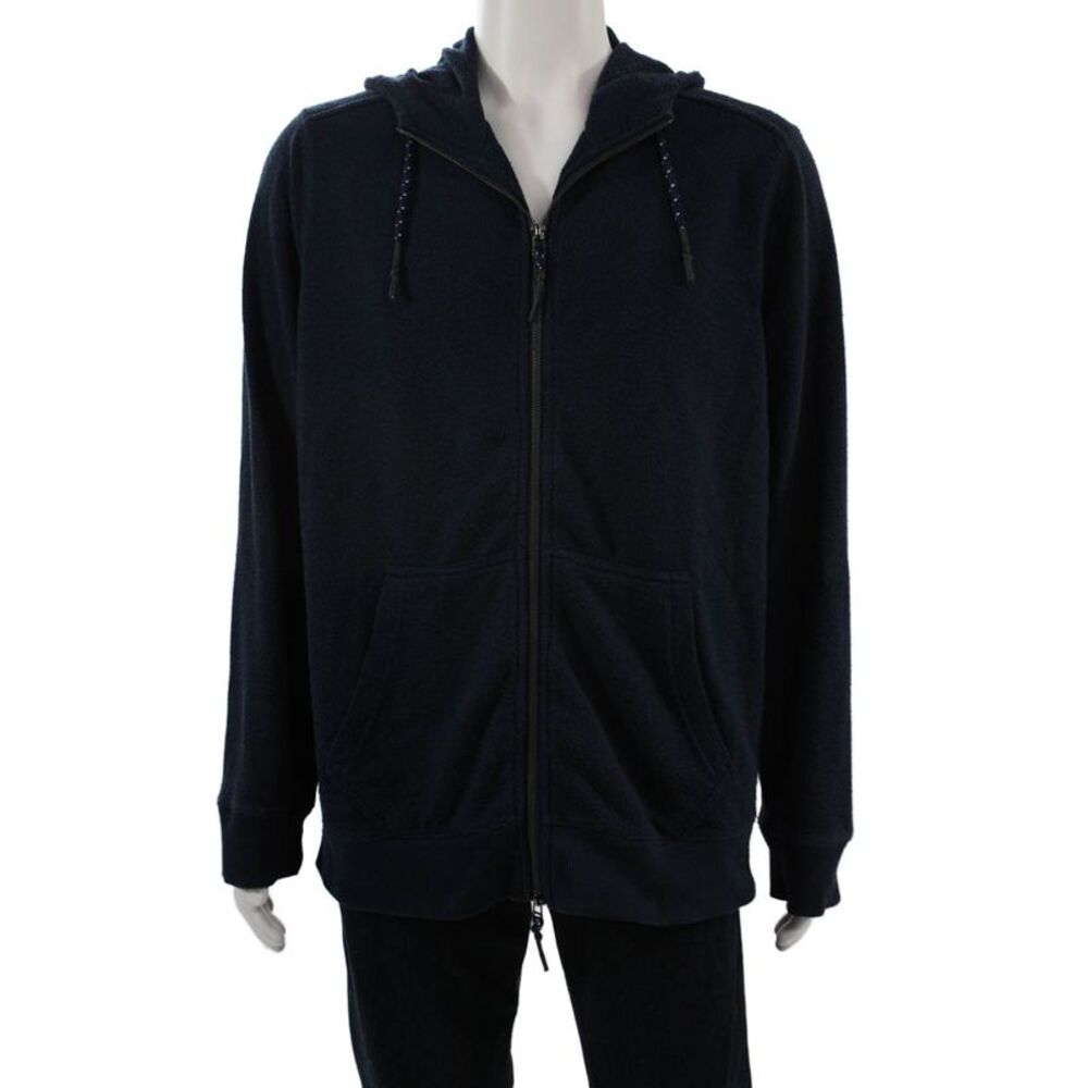 Surfside Supply Mens Full-Zip Dark Blue Drawstring Hoodie Beach Size L